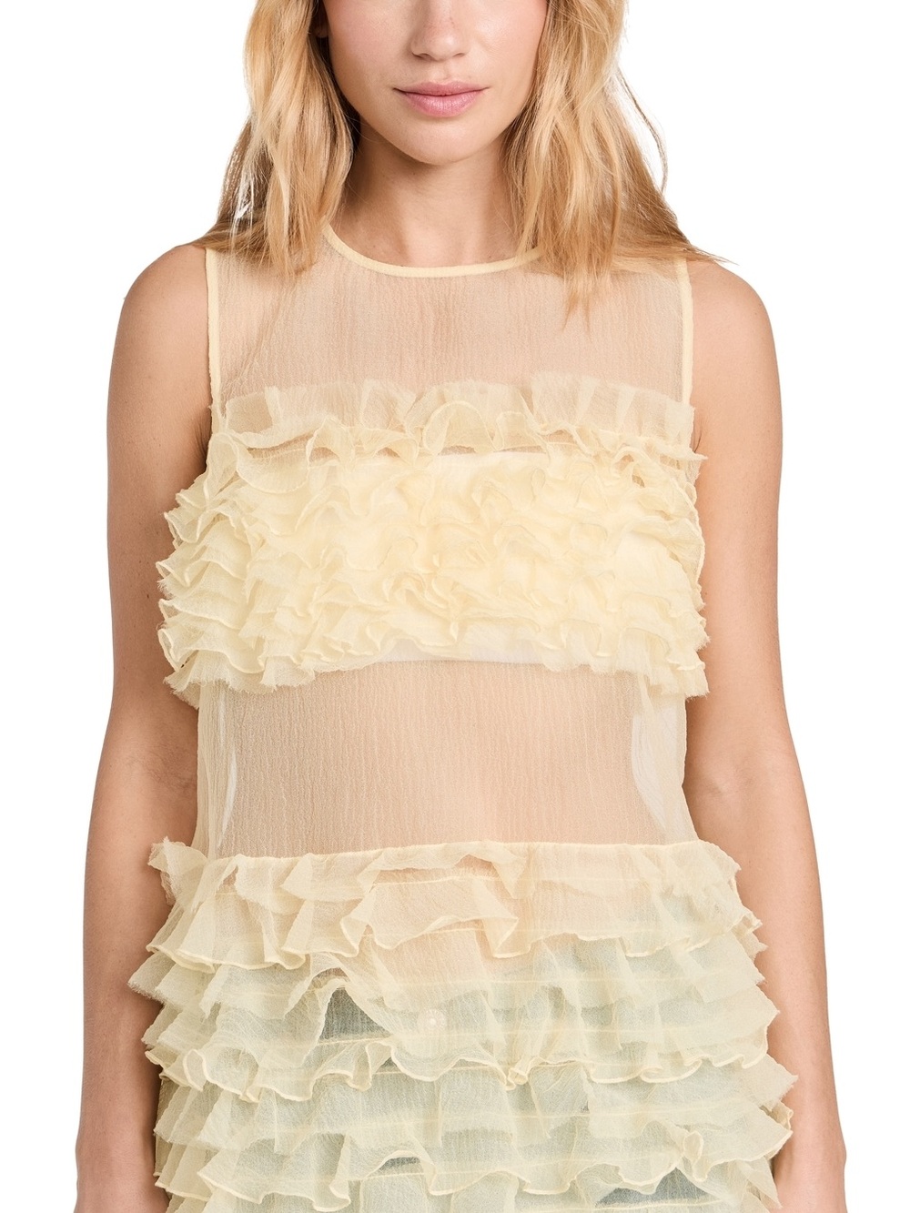 STAUD Myrtle Ruffle Sleeveless Top